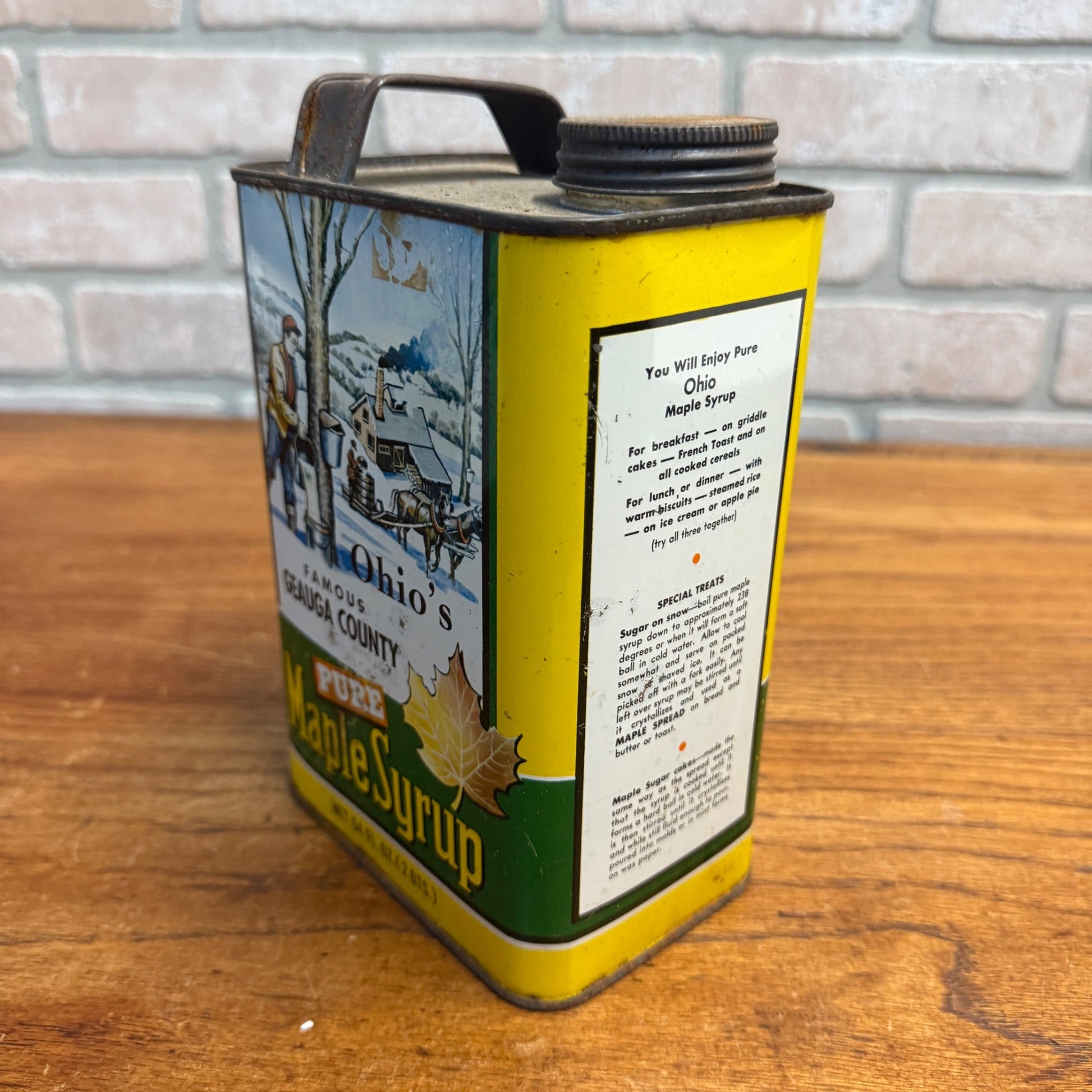 Vintage Ohio Geauga County Maple Syrup Tin 2 Quart Advertising Can