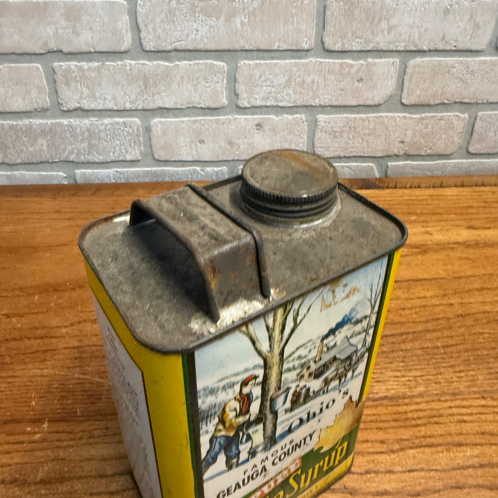 Vintage Ohio Geauga County Maple Syrup Tin 2 Quart Advertising Can