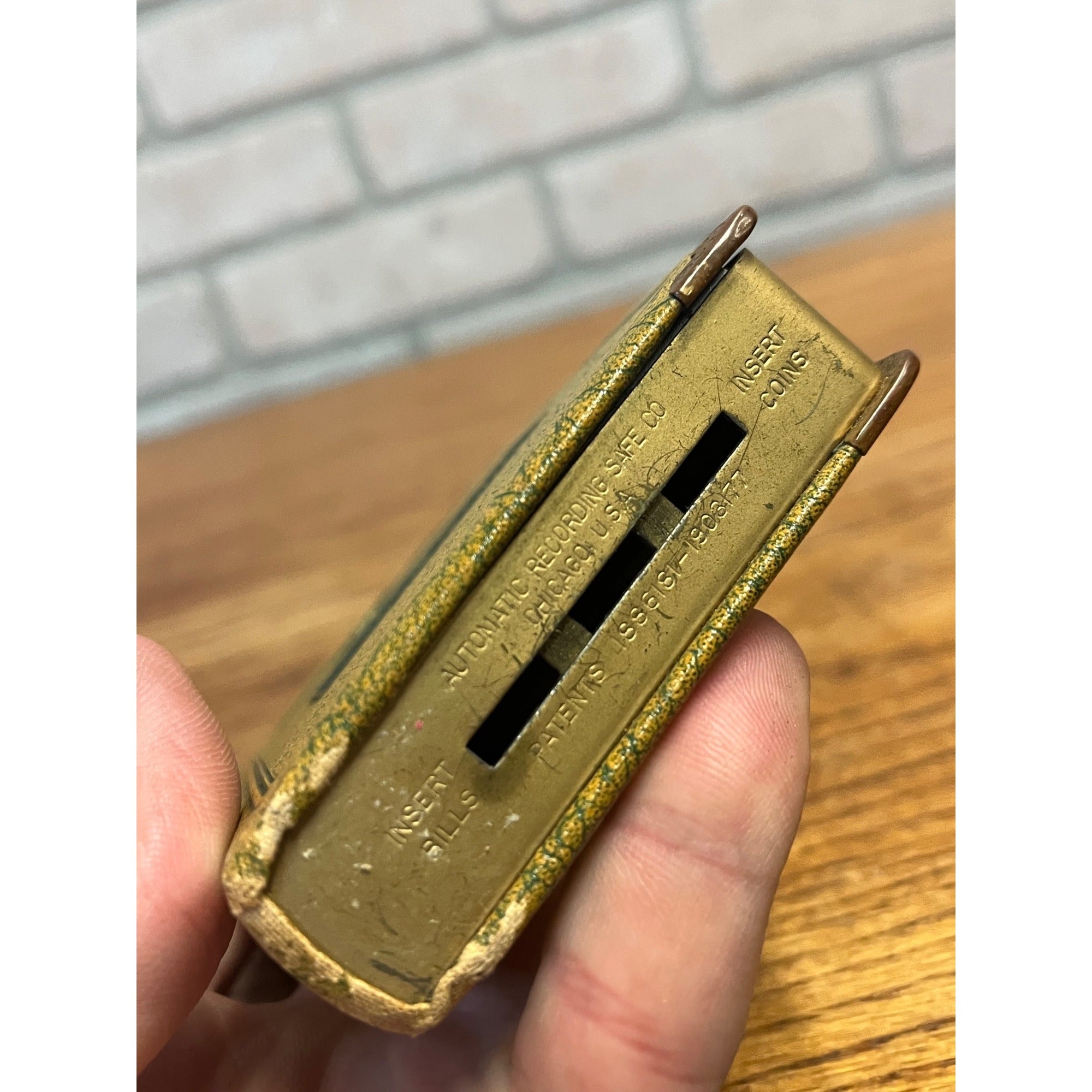 Vintage Miniature Book Savings Bank Citizens State Bank Shawano Wis No Key Leather-Wrapped
