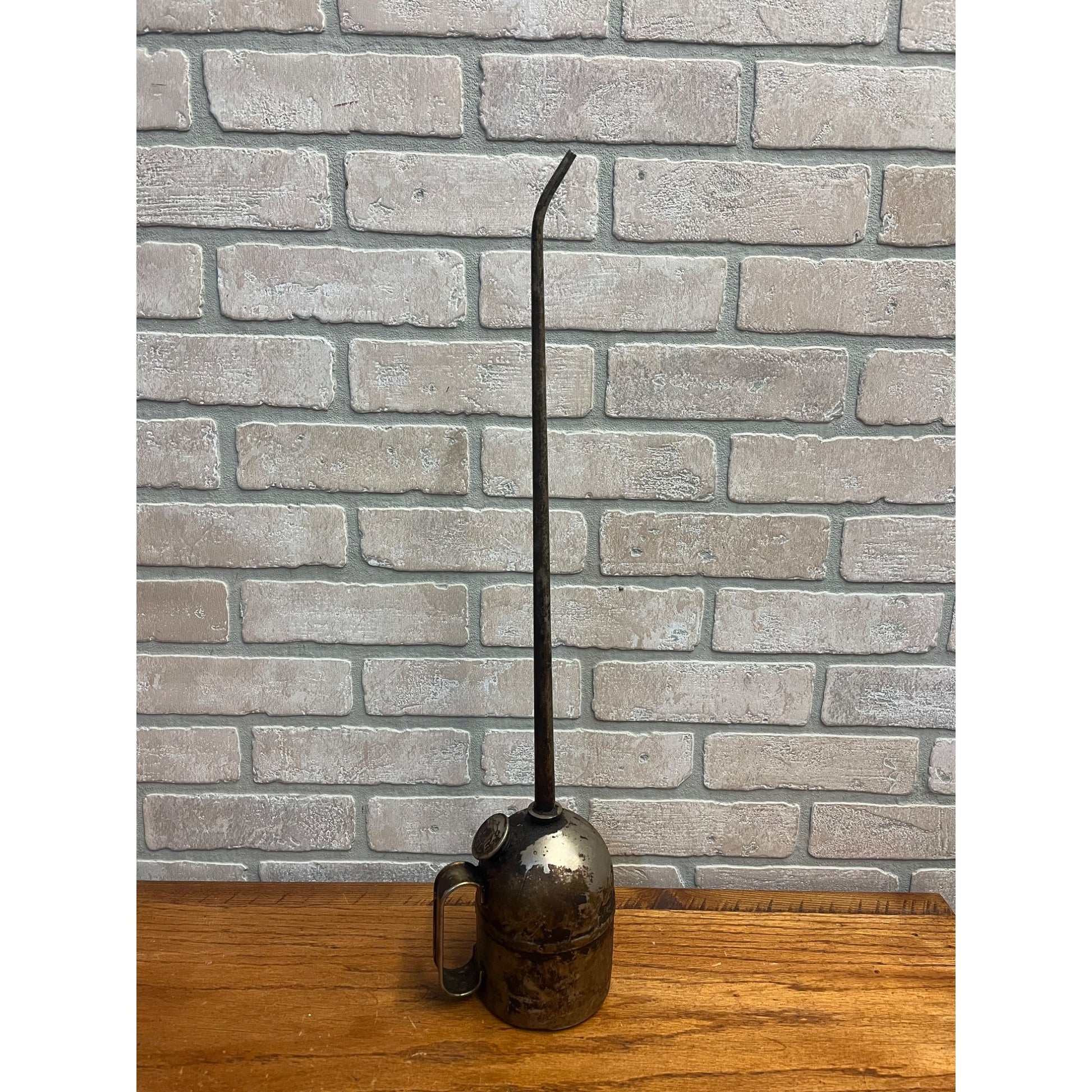 Vintage Eagle Brand Railroad Tall 24" Long Spout Oil Can Hand Thumb Oiler