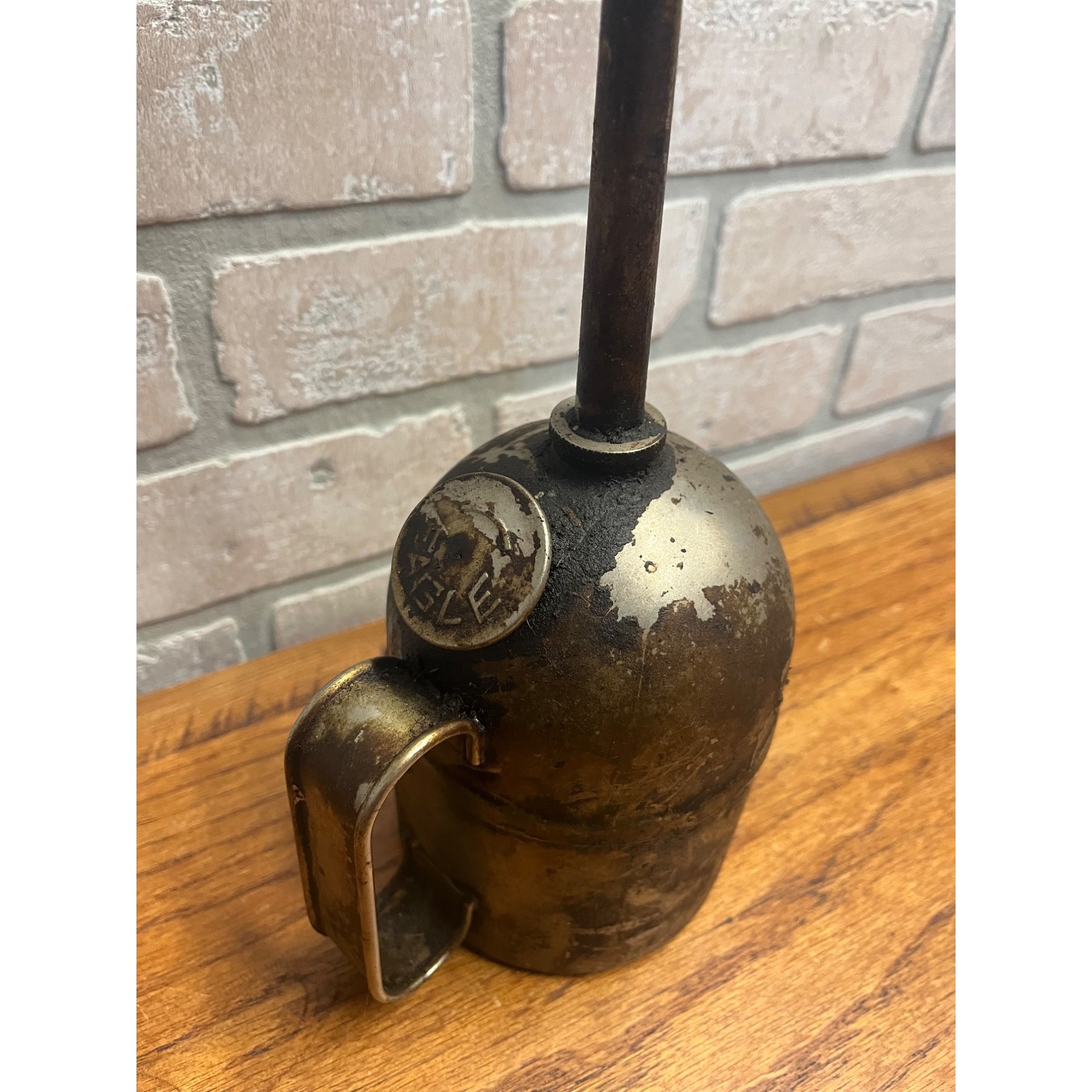 Vintage Eagle Brand Railroad Tall 24" Long Spout Oil Can Hand Thumb Oiler