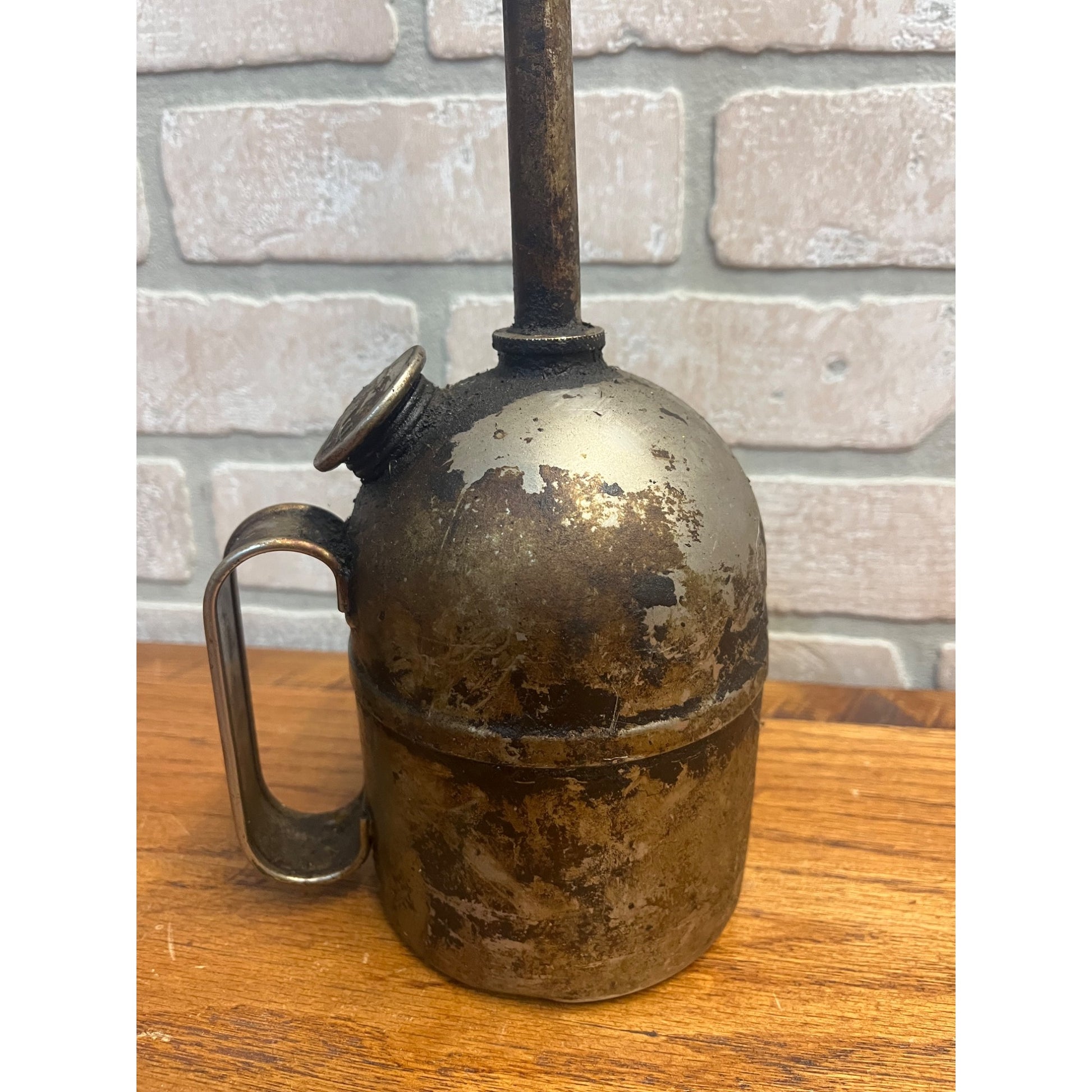 Vintage Eagle Brand Railroad Tall 24" Long Spout Oil Can Hand Thumb Oiler