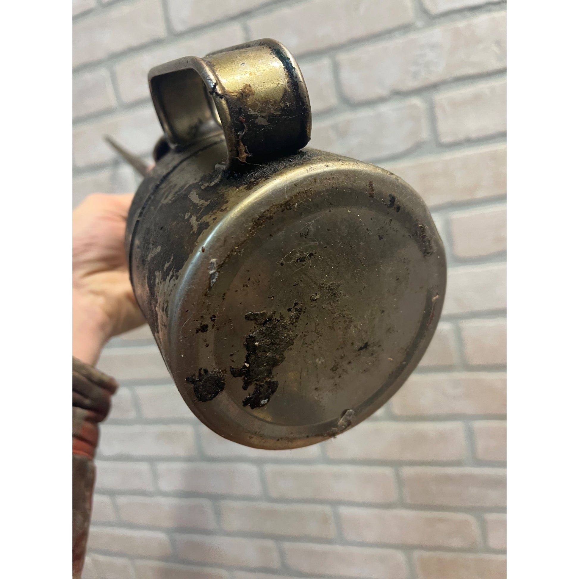 Vintage Eagle Brand Railroad Tall 24" Long Spout Oil Can Hand Thumb Oiler