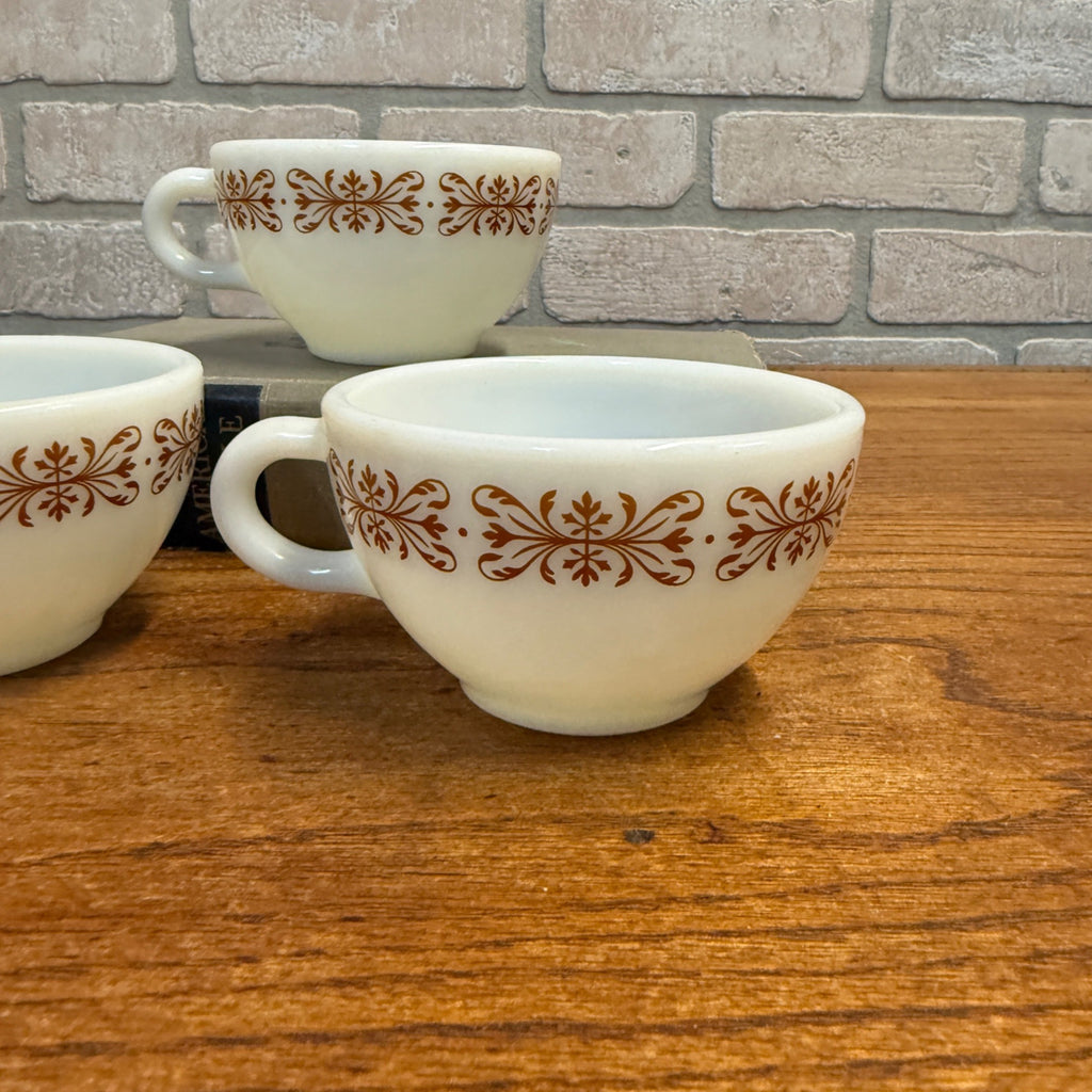 (3) Retro Waffle House Milk Glass Corning Ware Tea Coffee Cups 701 Mid Century