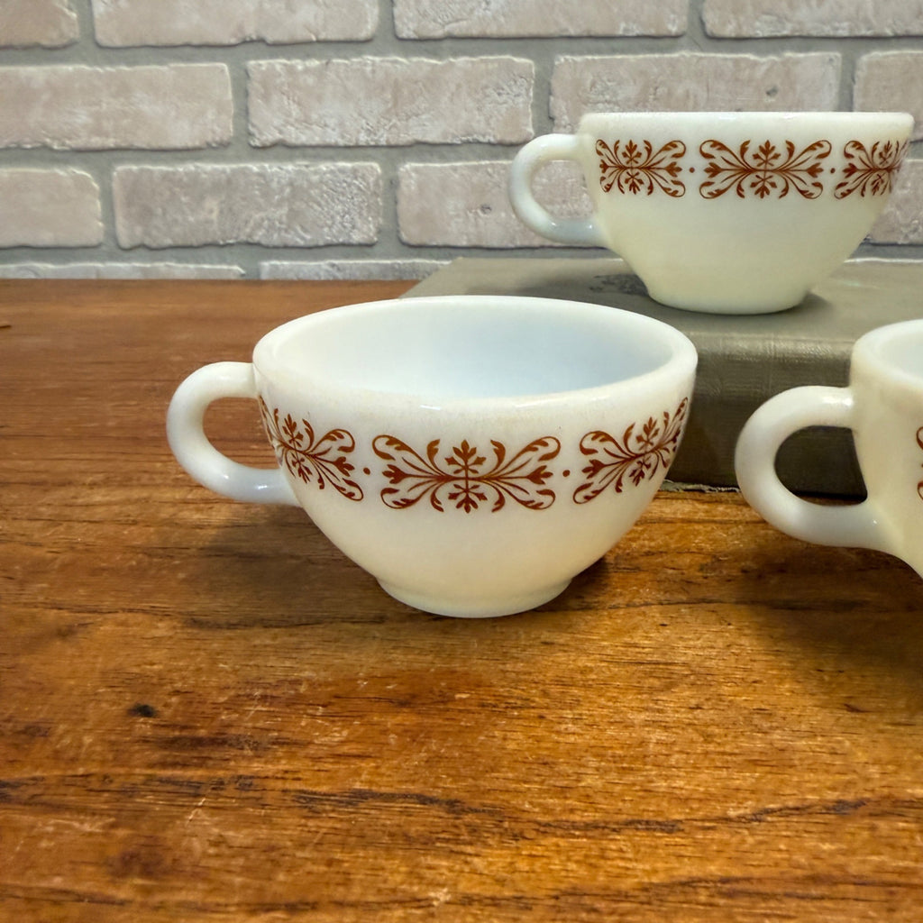 (3) Retro Waffle House Milk Glass Corning Ware Tea Coffee Cups 701 Mid Century