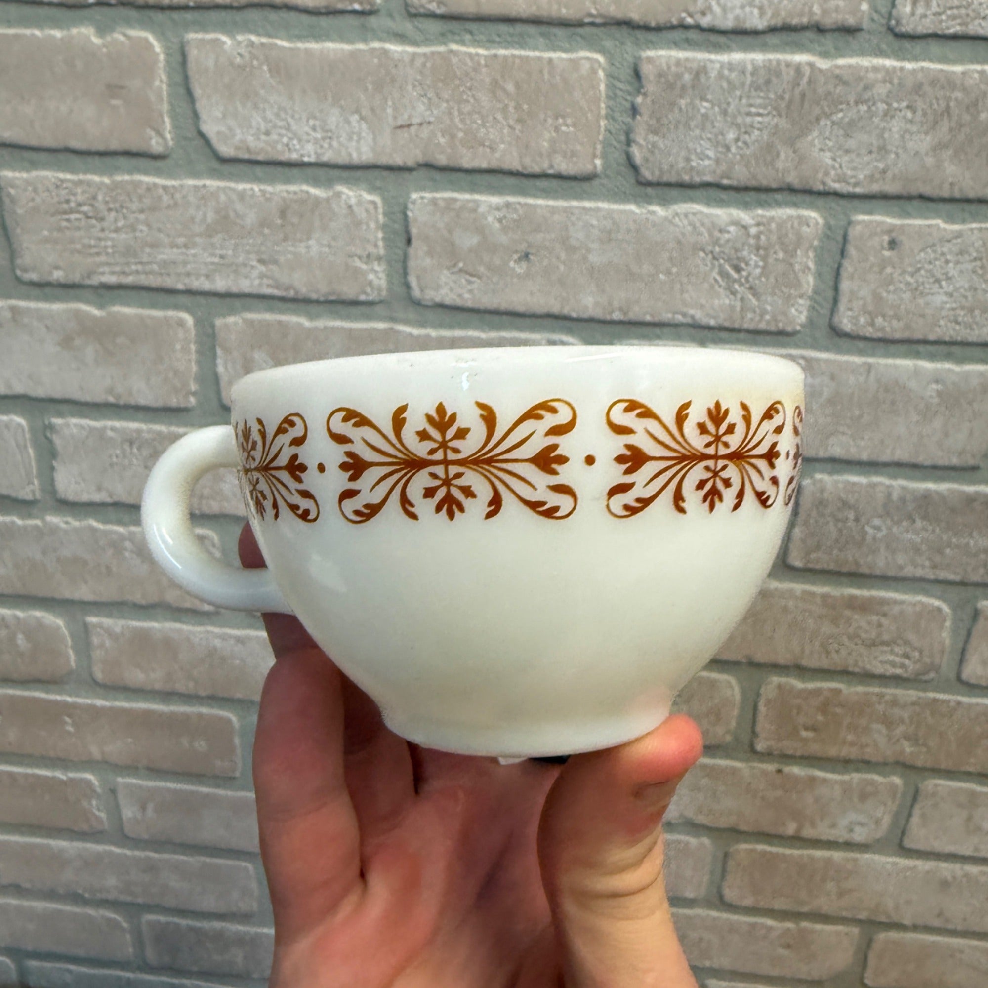 (3) Retro Waffle House Milk Glass Corning Ware Tea Coffee Cups 701 Mid Century