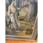 Early 1900s Columbia Bicycles Pope Mfg Co. Advertising Framed Litho SIgn Poster