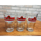 Budweiser Beer Bar Glasses Lot (3) Lake Winnebago Sturgeon Hunt Spearing Fishing