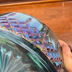 VTG Indiana Glass Princess Iridescent Blue Carnival Glass Candy Dish W/ Lid