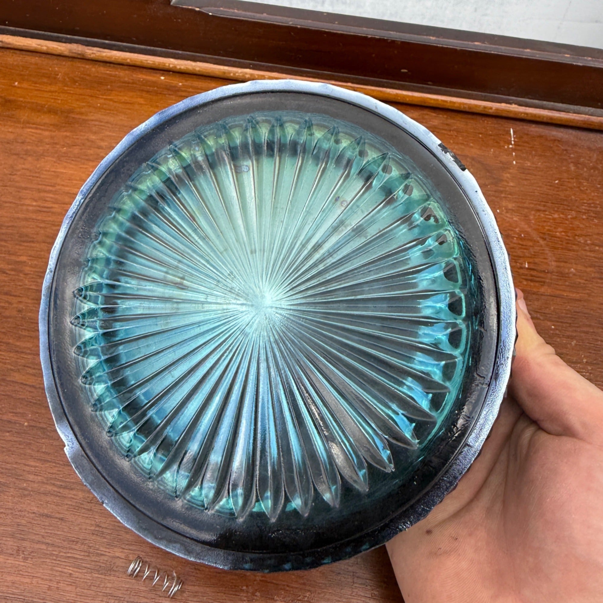 VTG Indiana Glass Princess Iridescent Blue Carnival Glass Candy Dish W/ Lid