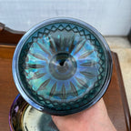 VTG Indiana Glass Princess Iridescent Blue Carnival Glass Candy Dish W/ Lid
