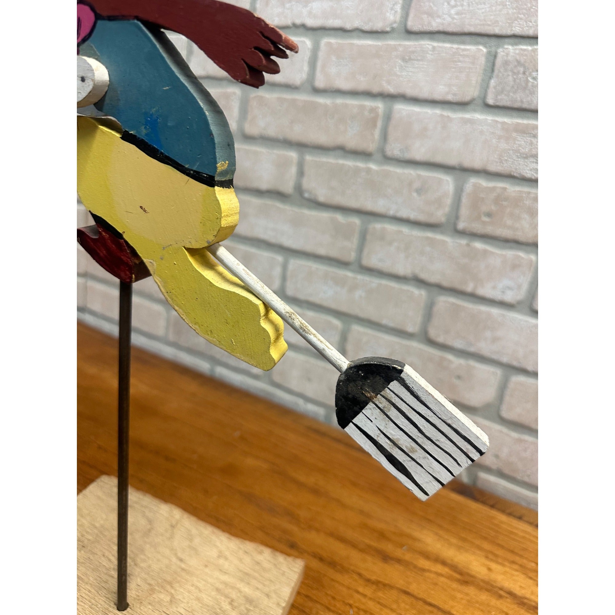 Original Vintage Halloween Flying Witch Fence Wooden Whirligig Folk Art