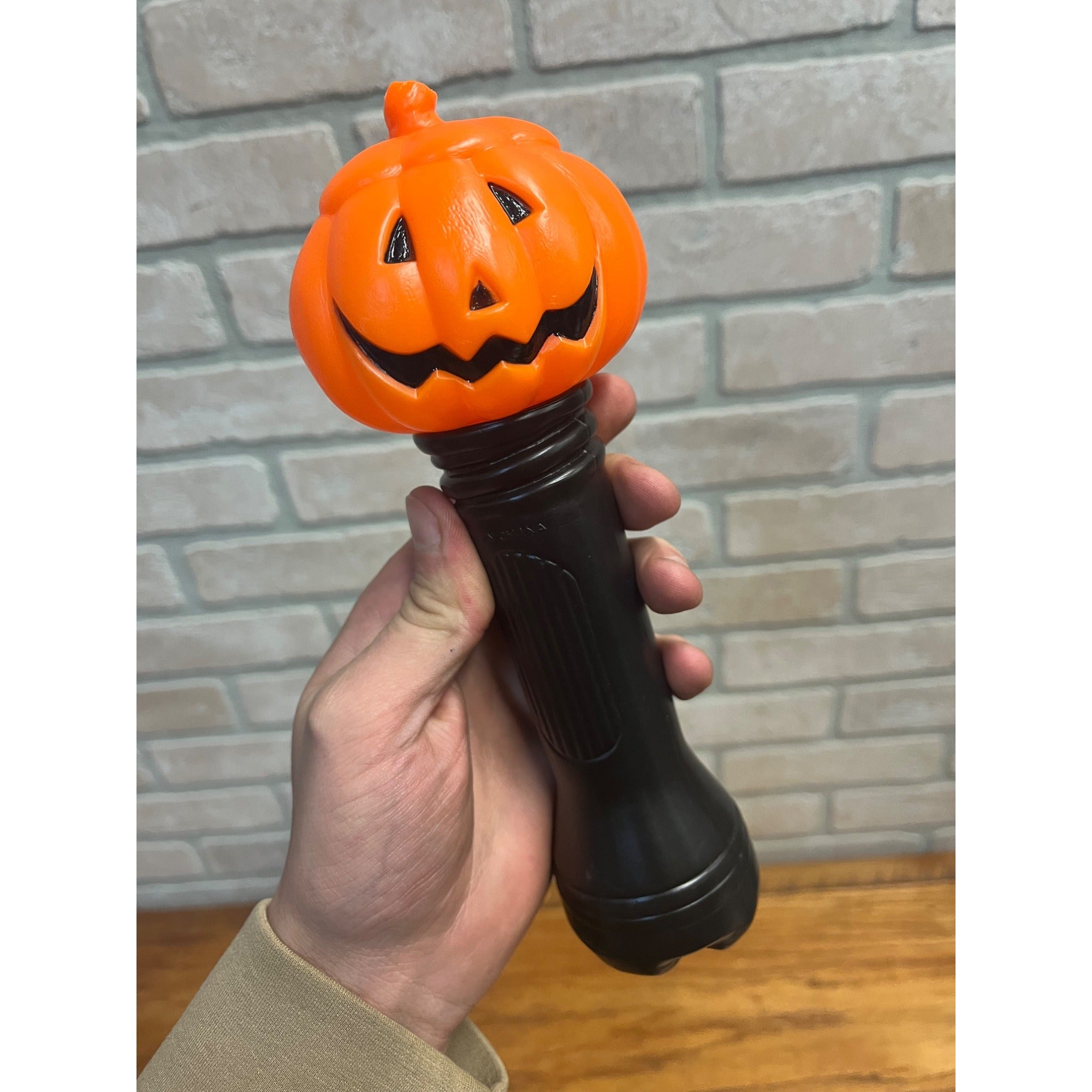 Vintage Halloween Plastic Blow Mold 9.5” Jack o' Lantern JOL Blinking Flashlight
