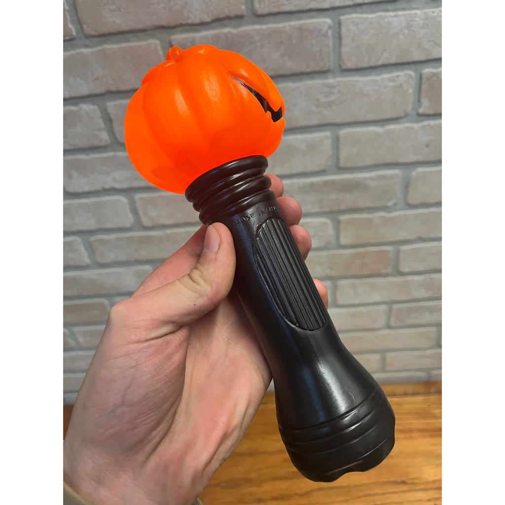 Vintage Halloween Plastic Blow Mold 9.5” Jack o' Lantern JOL Blinking Flashlight