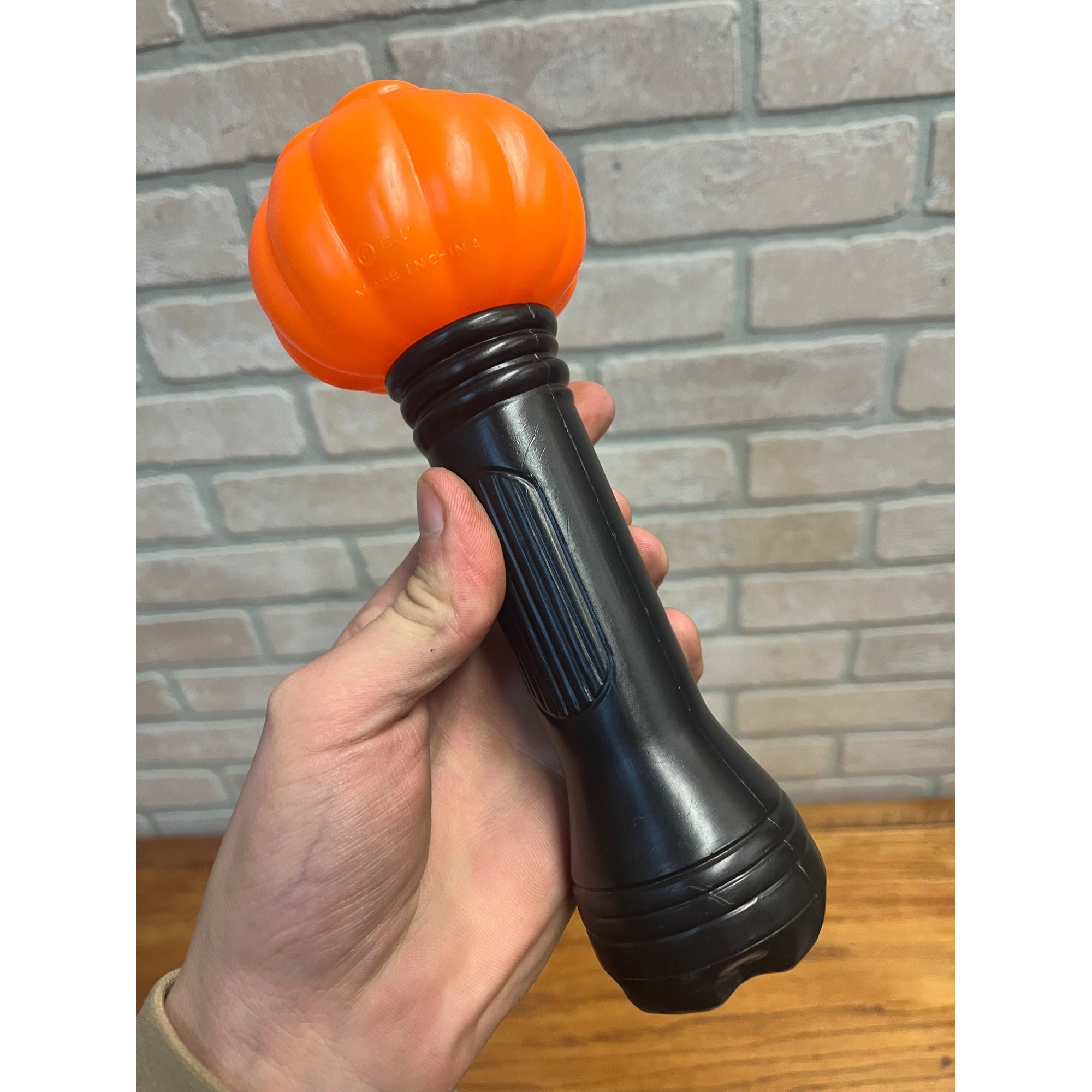 Vintage Halloween Plastic Blow Mold 9.5” Jack o' Lantern JOL Blinking Flashlight