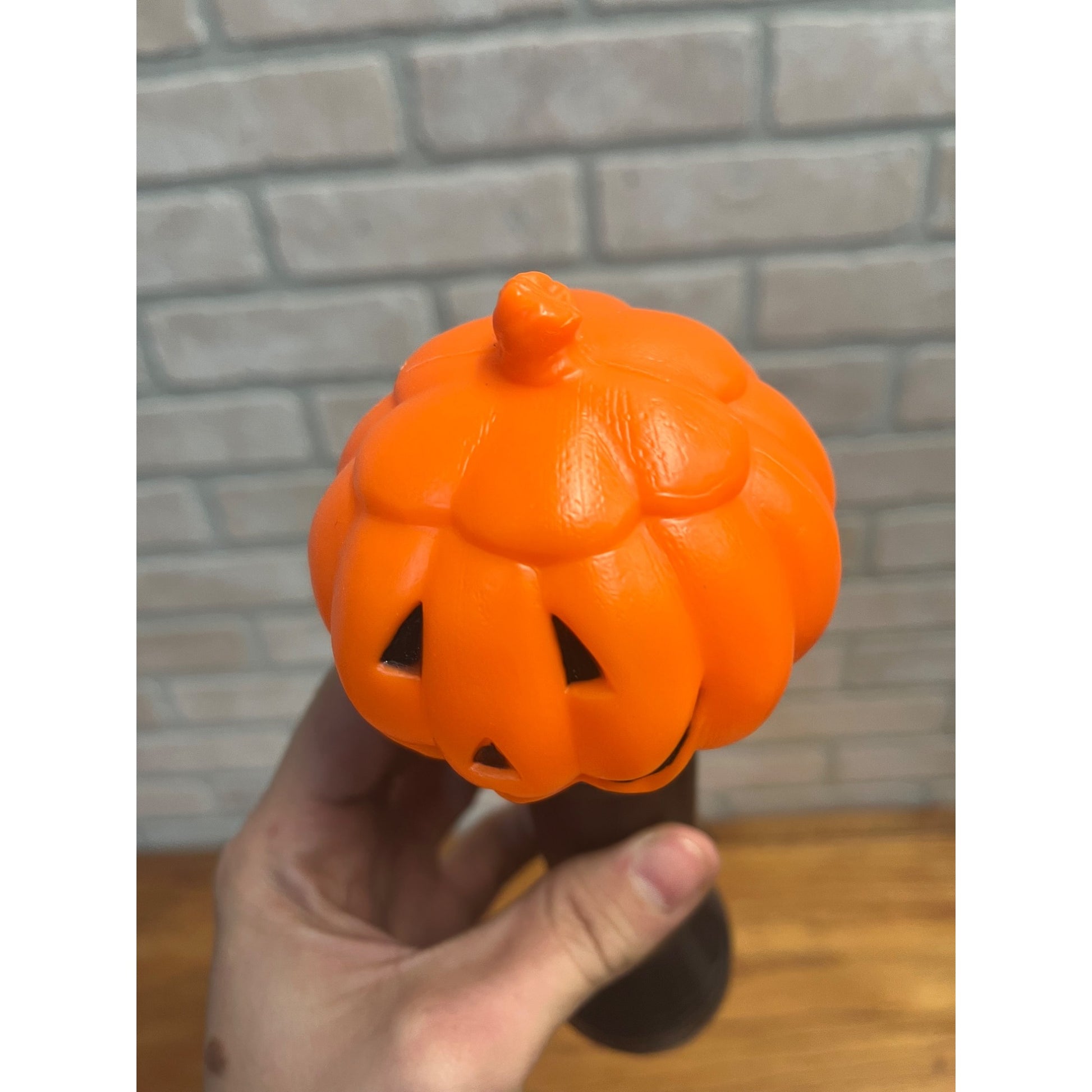 Vintage Halloween Plastic Blow Mold 9.5” Jack o' Lantern JOL Blinking Flashlight