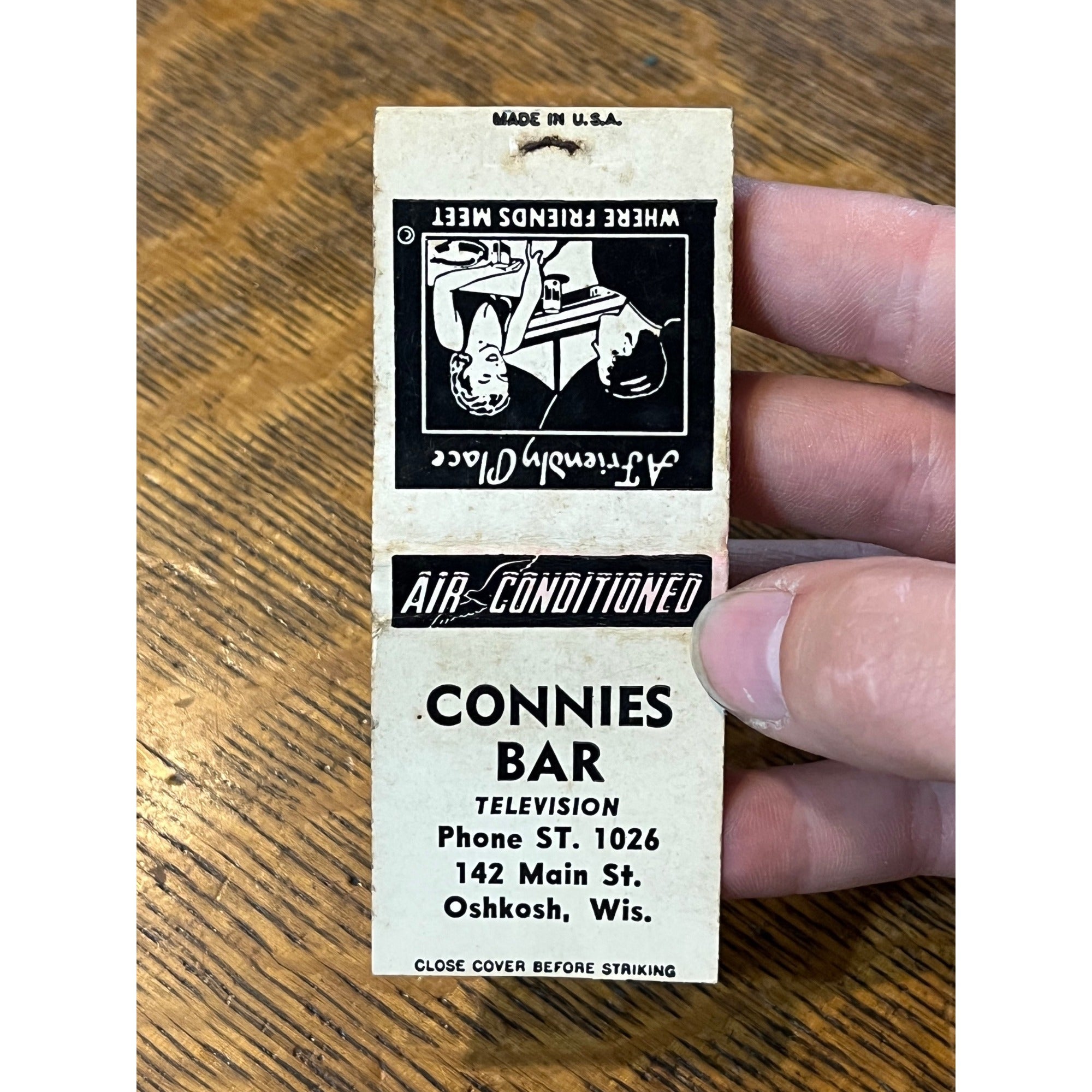Vintage Matchbook Advertising - Connies Bar - Oshkosh, Wis