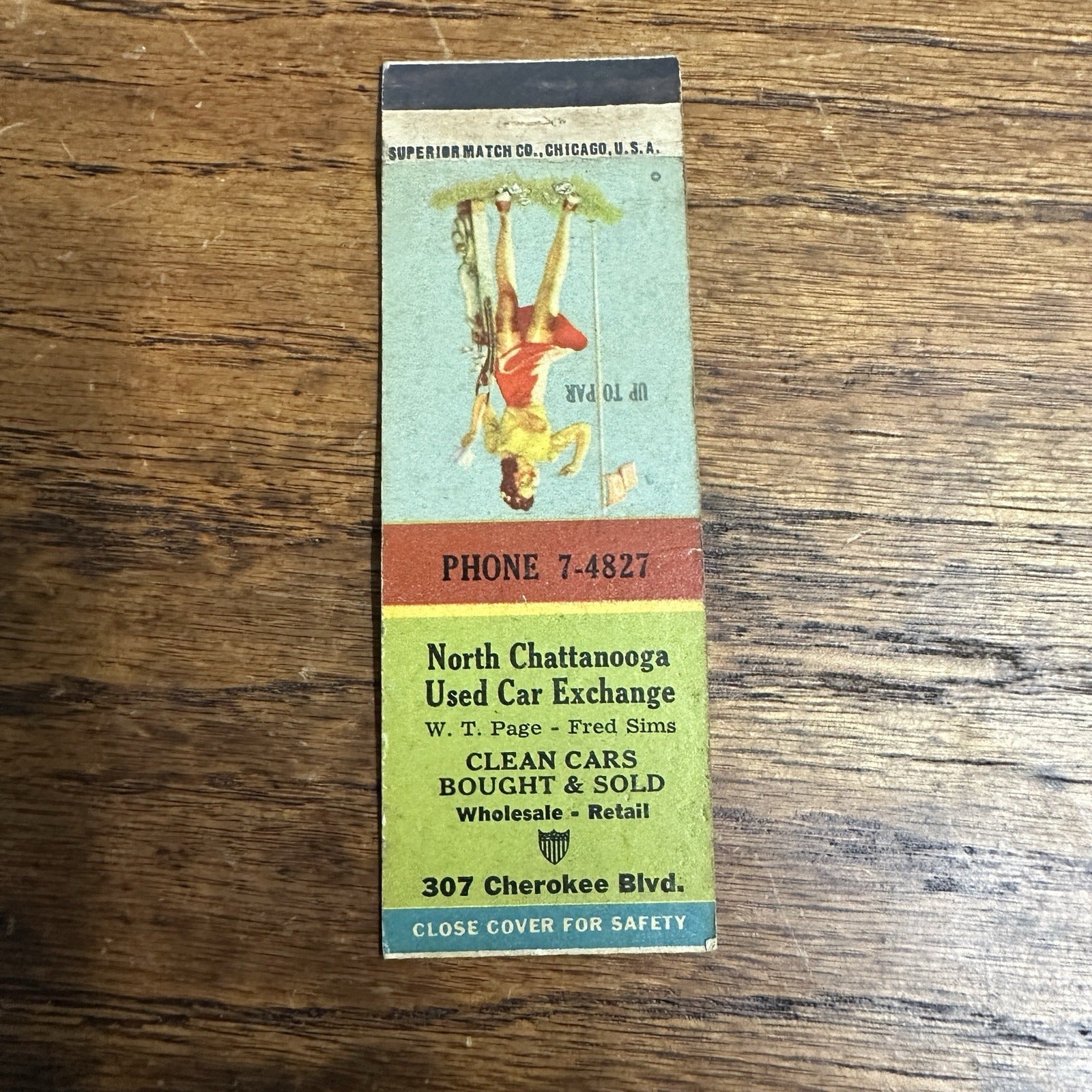 1940s 1950s Pinup Girlie Girly Matchbook Cover Chattanooga TN Used Cars WT Page