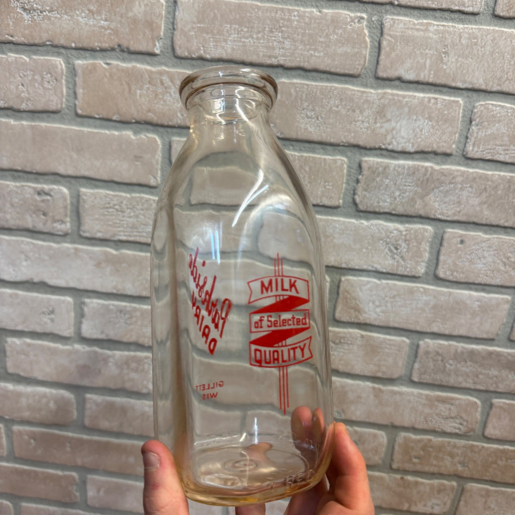 Vintage Quart Milk Bottle Parkside Dairy Gillett Wisconsin 1953