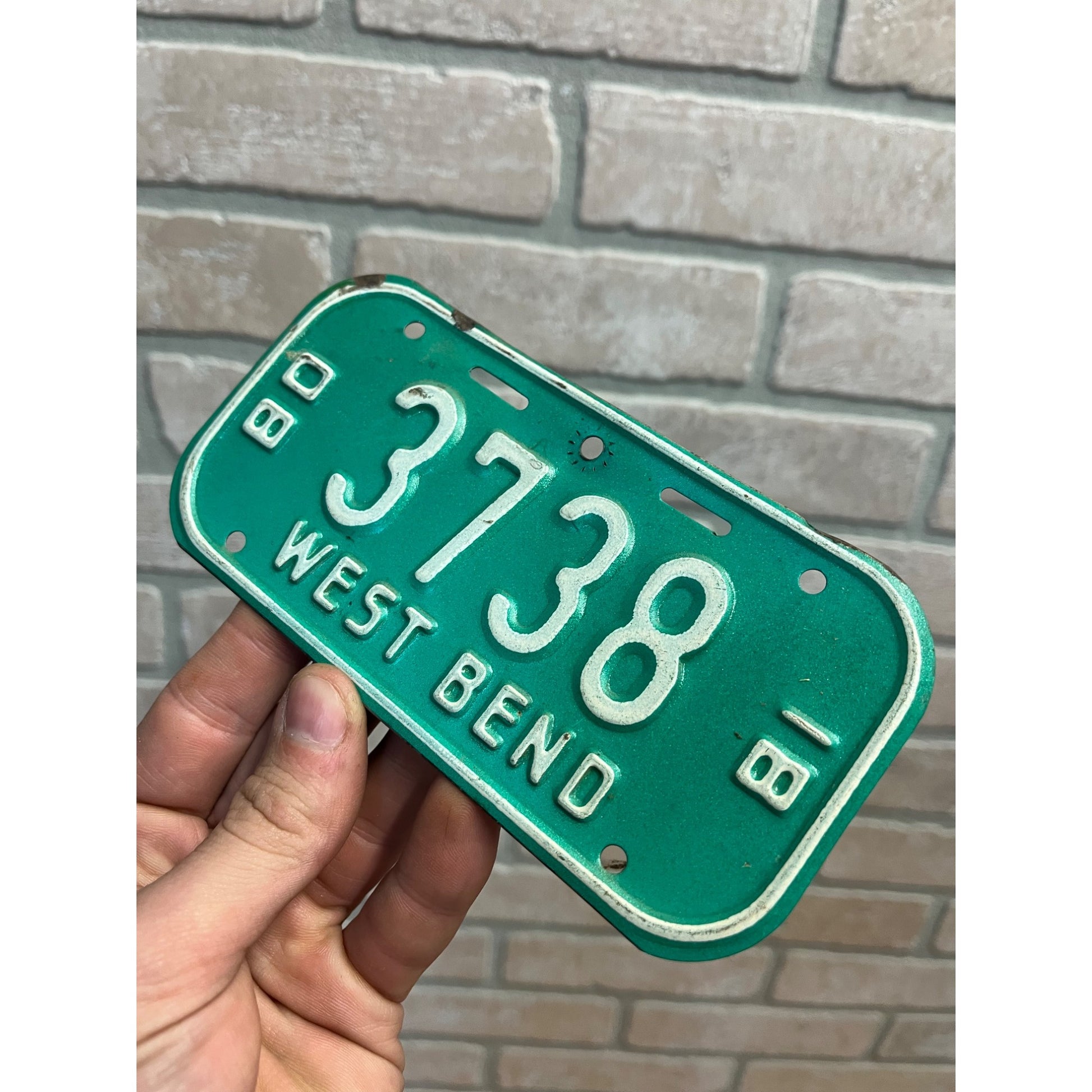 Vintage Wisconsin Bicycle Bike License Plate Embossed West Bend 1980-1981