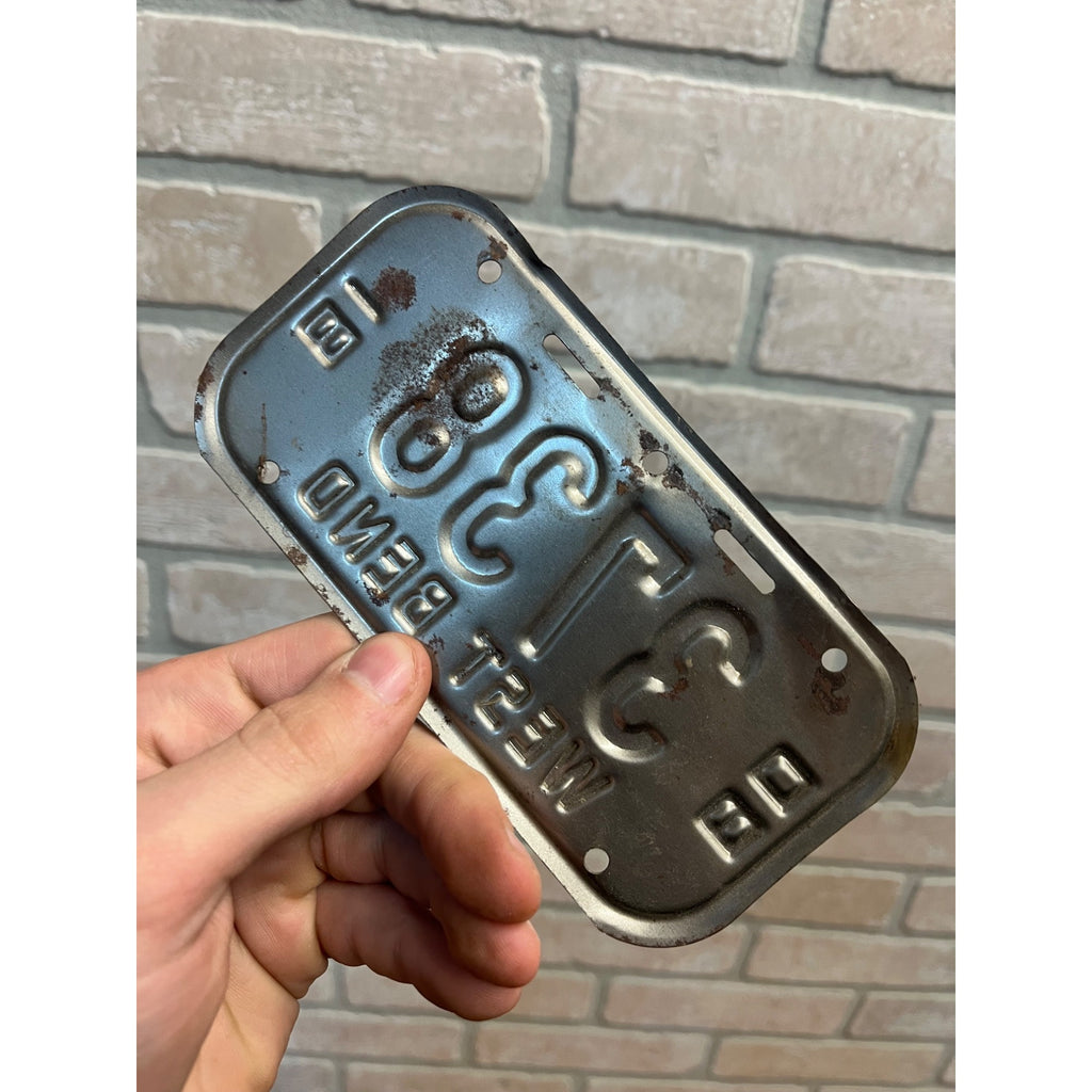 Vintage Wisconsin Bicycle Bike License Plate Embossed West Bend 1980-1981