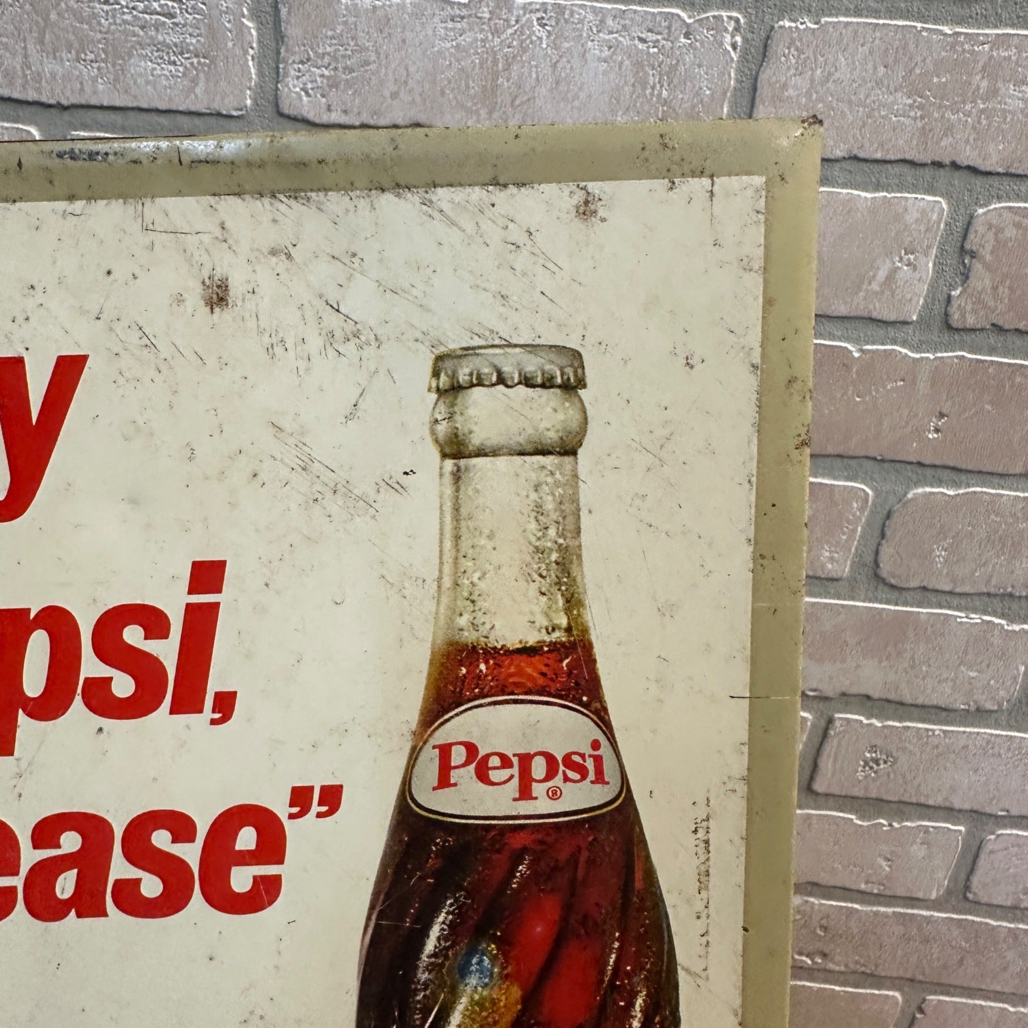 Vintage Say Pepsi Please TOC Tin Over Cardboard Soda Pop Sign