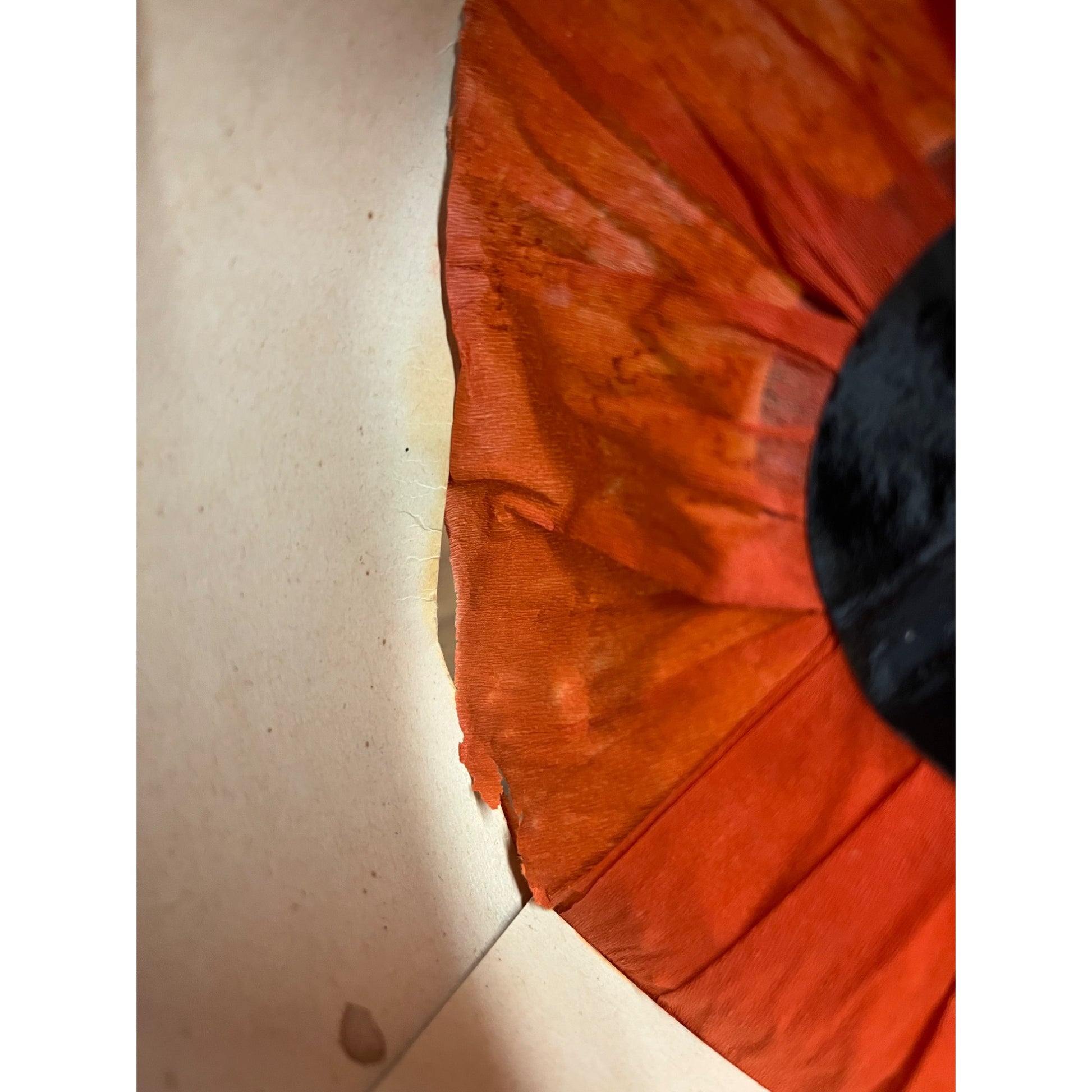 Vintage 1940s Halloween Orange Tissue Paper Party Hat w/ Black Cat Tag