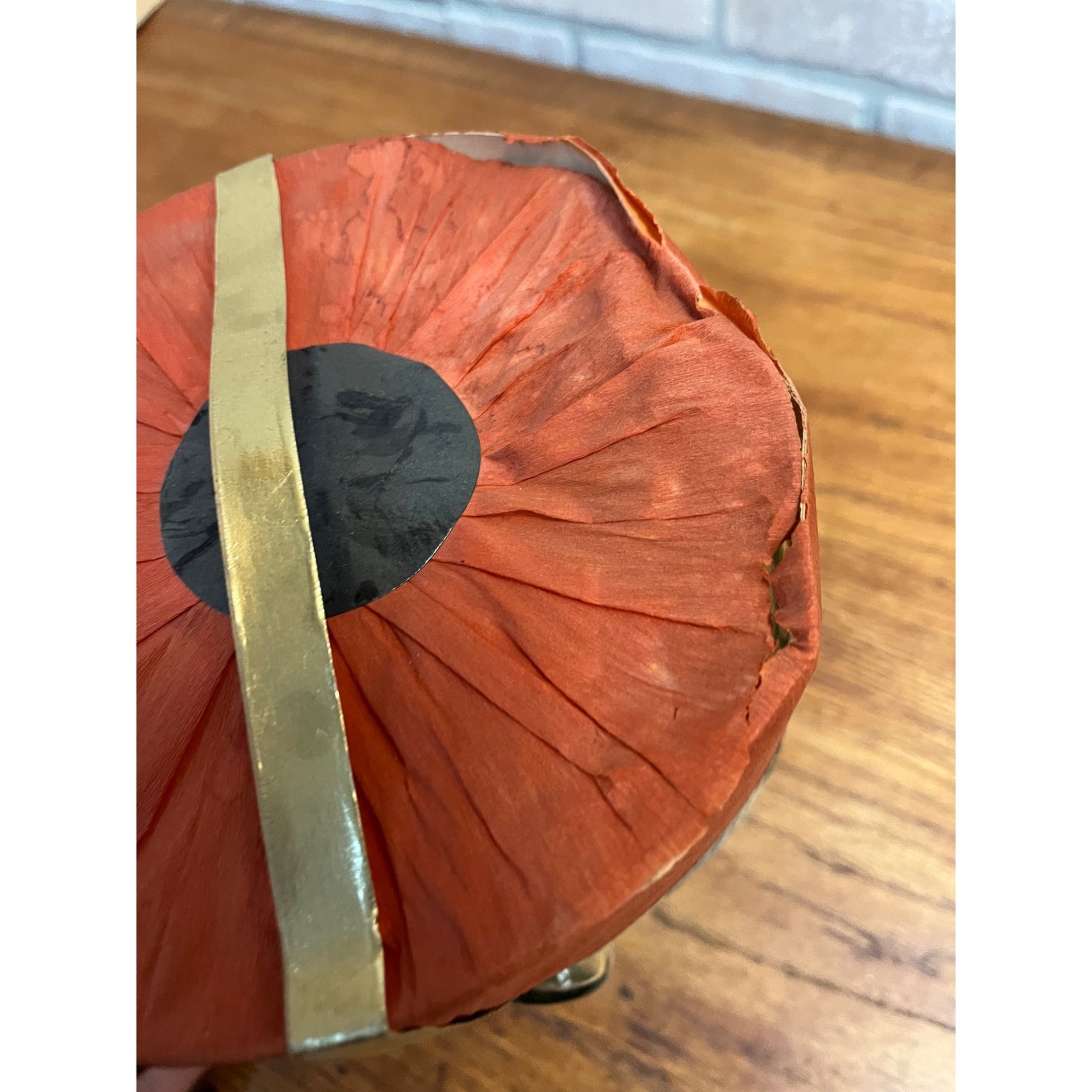 Vintage 1940s Halloween Orange Tissue Paper Party Hat w/ Black Cat Tag
