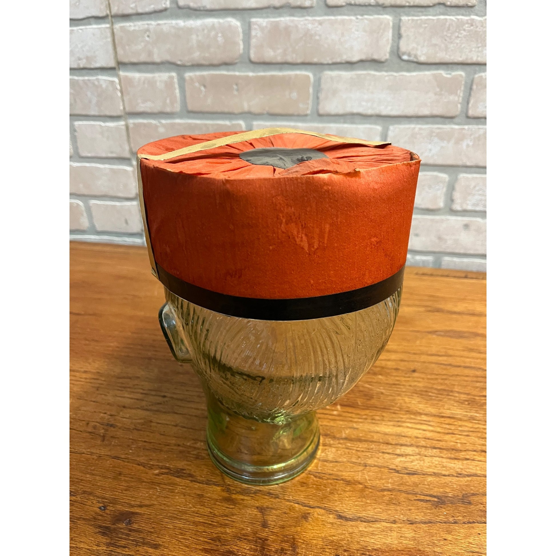 Vintage 1940s Halloween Orange Tissue Paper Party Hat w/ Black Cat Tag