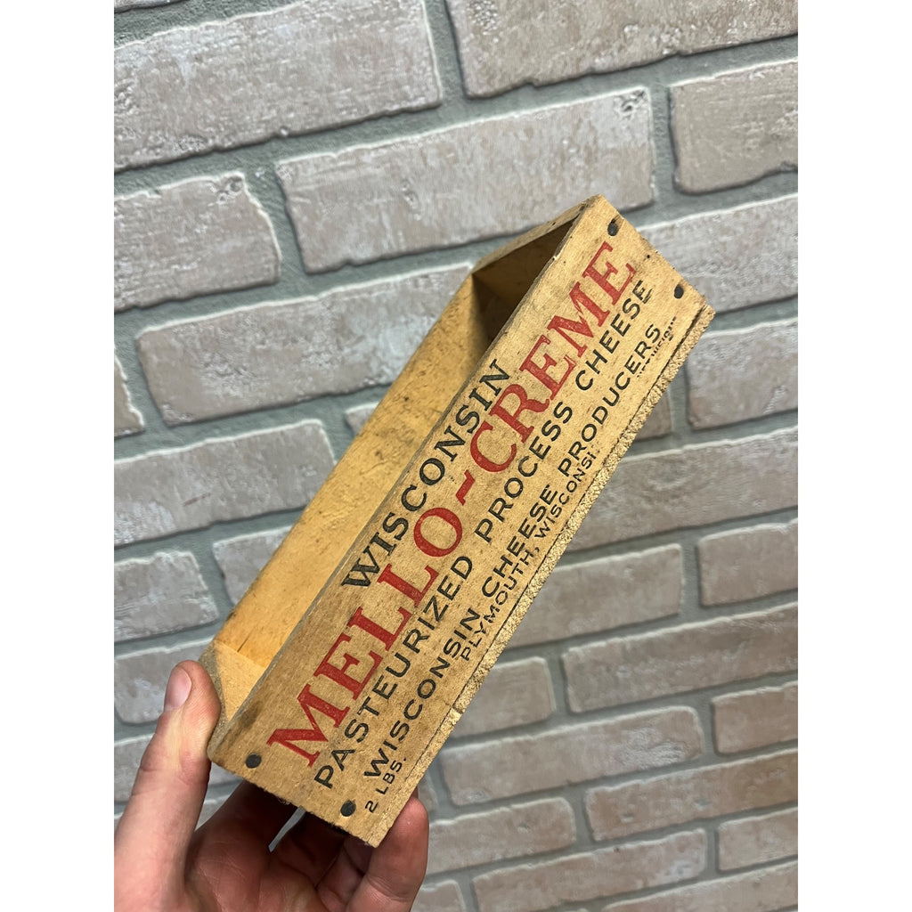 Vintage Wisconsin Cheese Products Mello-Creme 2lb Wooden Box Plymouth Wis WI