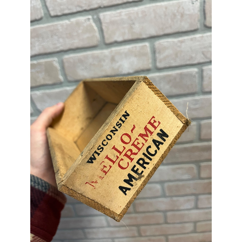 Vintage Wisconsin Cheese Products Mello-Creme 2lb Wooden Box Plymouth Wis WI