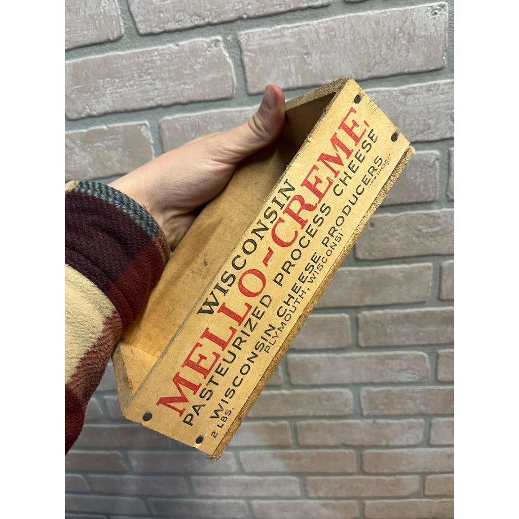 Vintage Wisconsin Cheese Products Mello-Creme 2lb Wooden Box Plymouth Wis WI