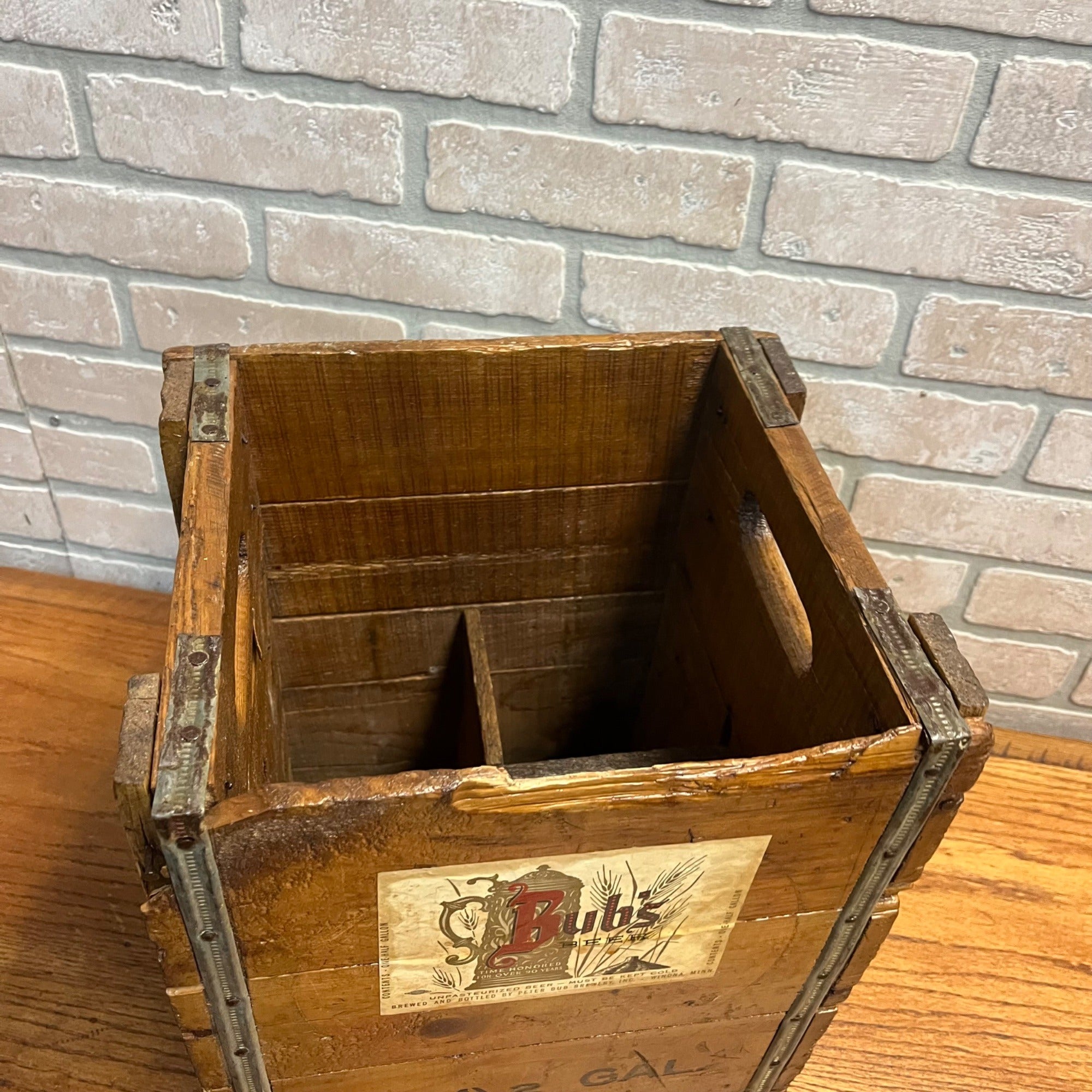 Vintage BUBS BEER Winona MN Picnic Crate Wooden Case for Half Gallon Bottles