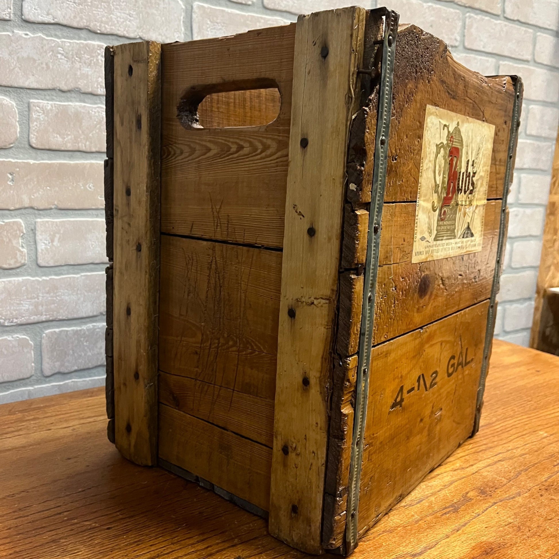 Vintage BUBS BEER Winona MN Picnic Crate Wooden Case for Half Gallon Bottles