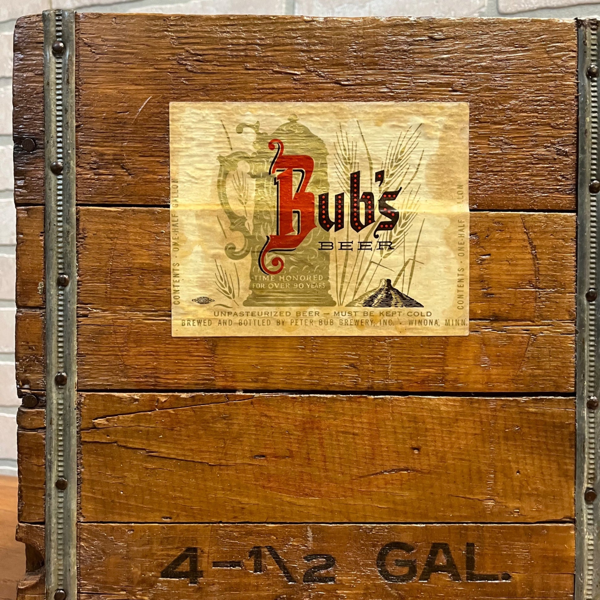 Vintage BUBS BEER Winona MN Picnic Crate Wooden Case for Half Gallon Bottles