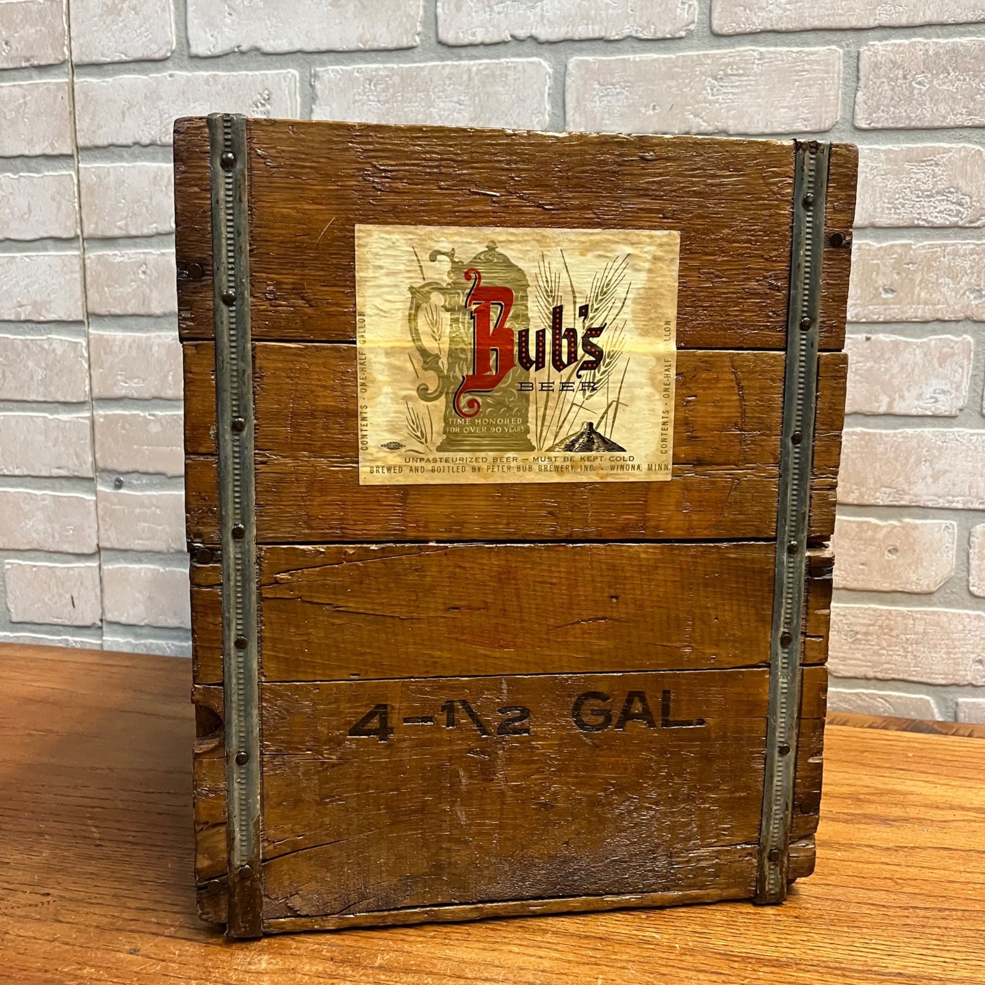 Vintage BUBS BEER Winona MN Picnic Crate Wooden Case for Half Gallon Bottles