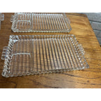 Vintage Hazel Atlas "Snack, Sip & Smoke" Glass Lunch Snack Tidbit Trays Set (4)