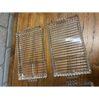 Vintage Hazel Atlas "Snack, Sip & Smoke" Glass Lunch Snack Tidbit Trays Set (4)