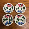 Vintage Blue Ridge Set of (4) Southern Blue & Red Flowers Shallow Bowls BRP167