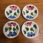 Vintage Blue Ridge Set of (4) Southern Blue & Red Flowers Shallow Bowls BRP167