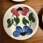 Vintage Blue Ridge Set of (4) Southern Blue & Red Flowers Shallow Bowls BRP167