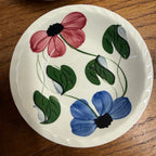Vintage Blue Ridge Set of (4) Southern Blue & Red Flowers Shallow Bowls BRP167