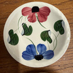 Vintage Blue Ridge Set of (4) Southern Blue & Red Flowers Shallow Bowls BRP167