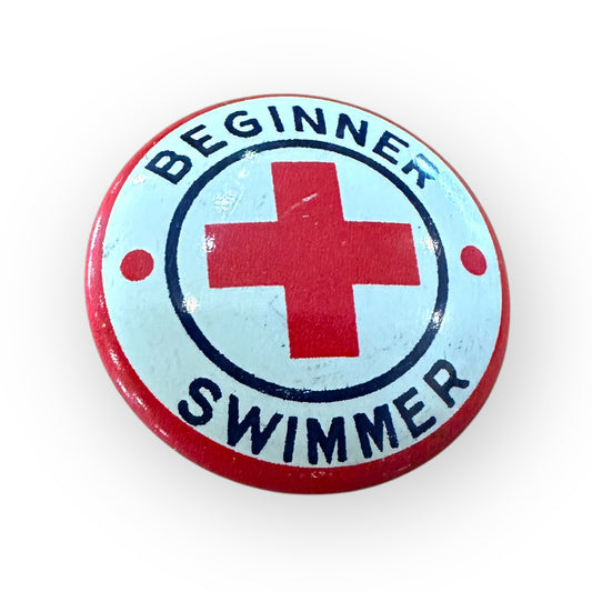 Vintage American Red Cross Beginner Swimmer Pin 3/4"