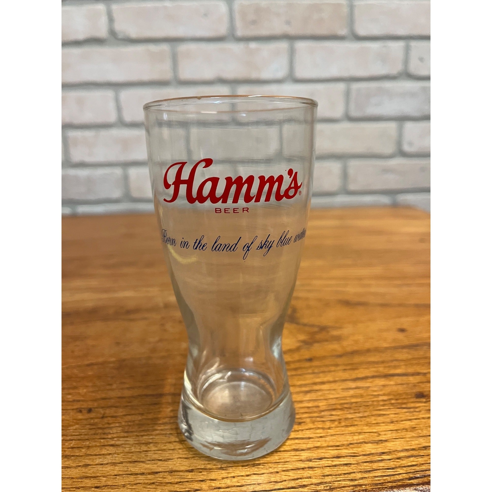 Vintage Hamm’s Beer Pilsner Glass 6” Tall Barware Land of Sky Blue Waters