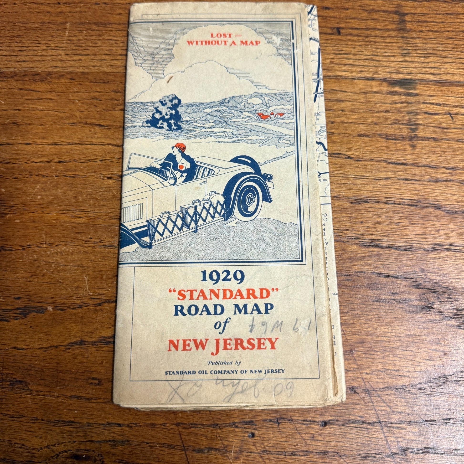 VINTAGE 1929 STANDARD OIL ROAD MAP OF NEW JERSEY