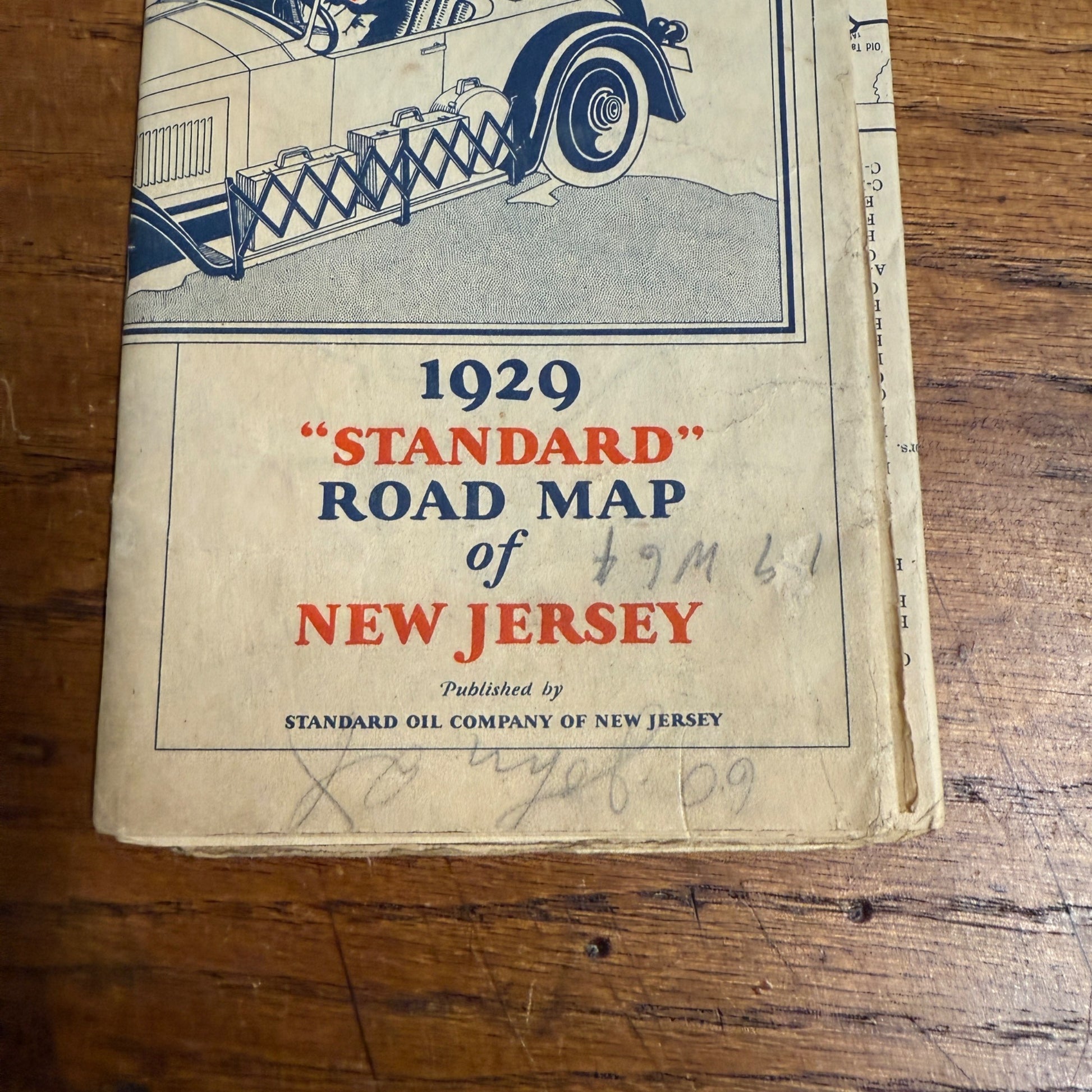 VINTAGE 1929 STANDARD OIL ROAD MAP OF NEW JERSEY