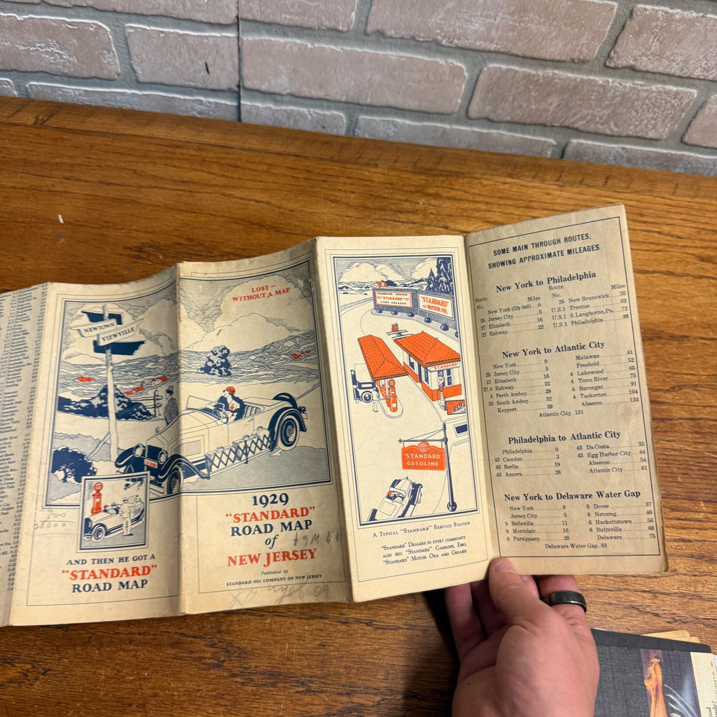 VINTAGE 1929 STANDARD OIL ROAD MAP OF NEW JERSEY