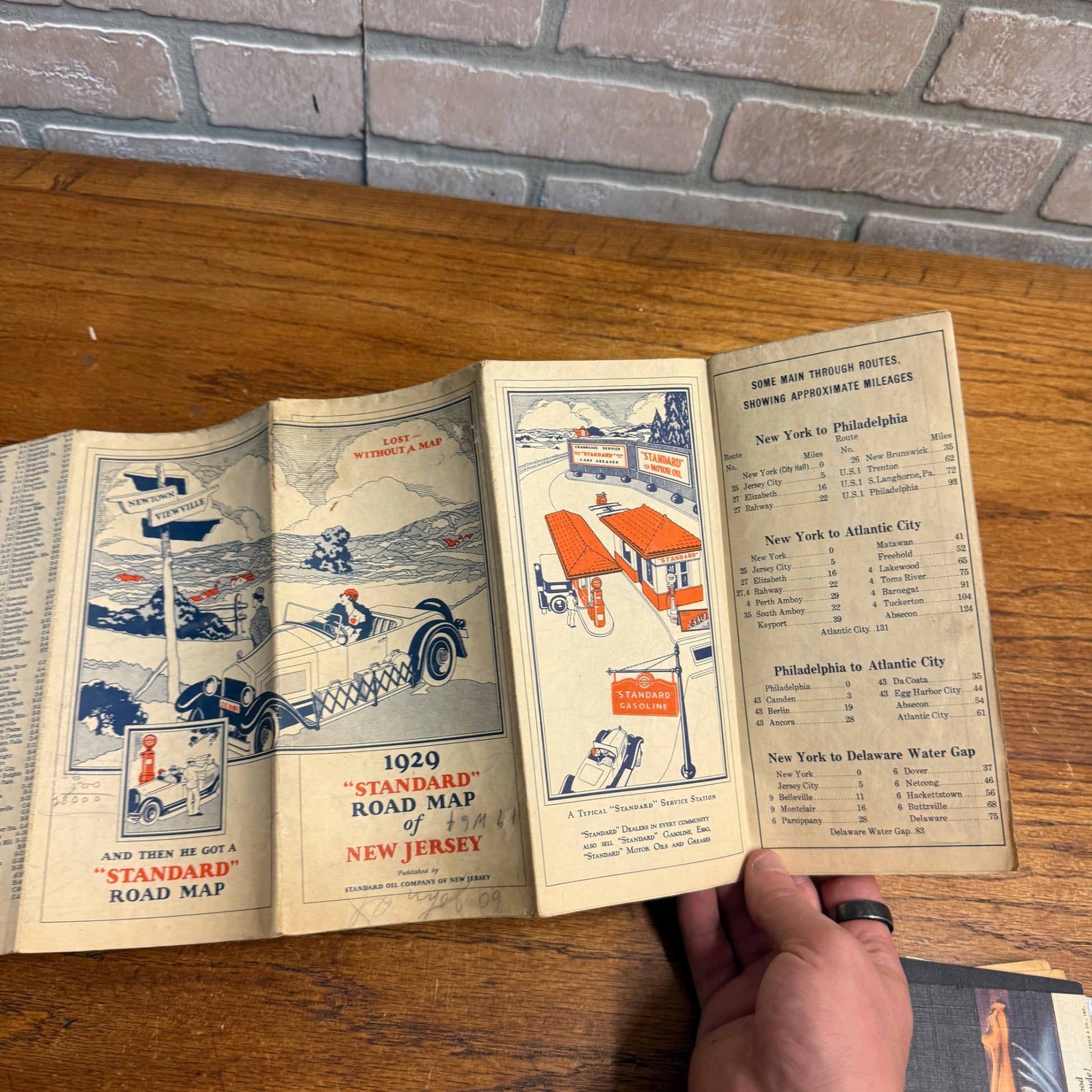 VINTAGE 1929 STANDARD OIL ROAD MAP OF NEW JERSEY