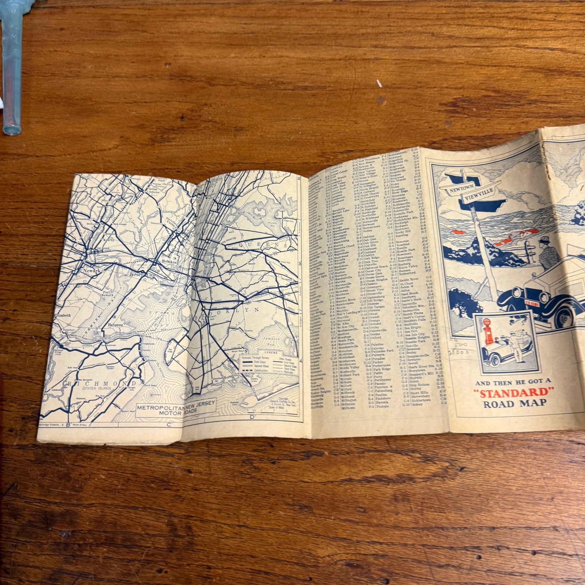 VINTAGE 1929 STANDARD OIL ROAD MAP OF NEW JERSEY